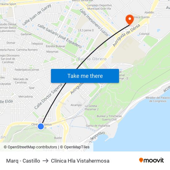 Marq - Castillo to Clínica Hla Vistahermosa map