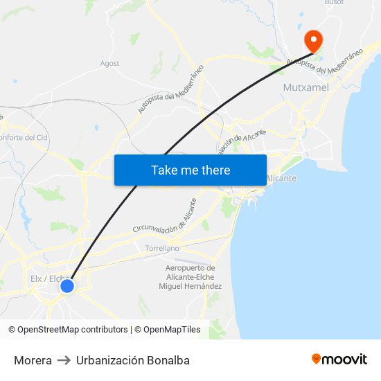 Morera to Urbanización Bonalba map