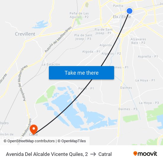 Avenida Del Alcalde Vicente Quiles, 2 to Catral map