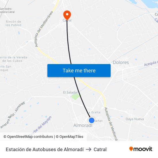 Estación de Autobuses de Almoradí to Catral map