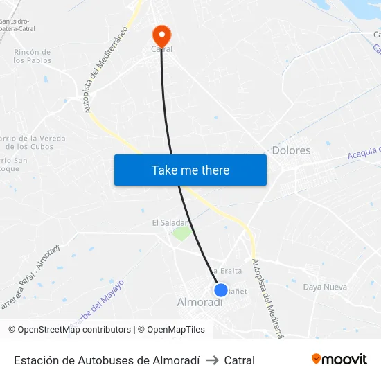 Estación de Autobuses de Almoradí to Catral map