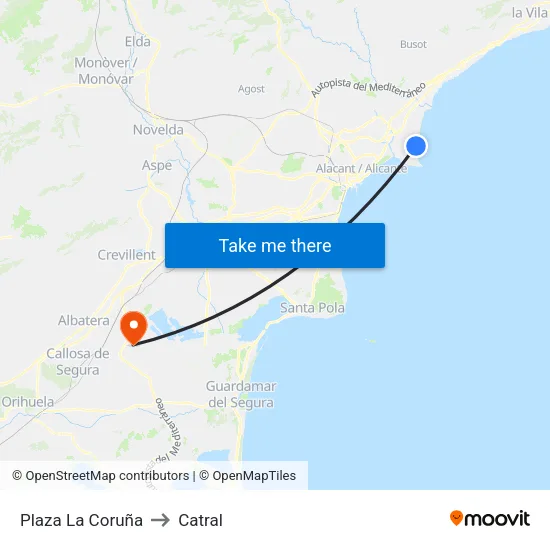 Plaza La Coruña to Catral map