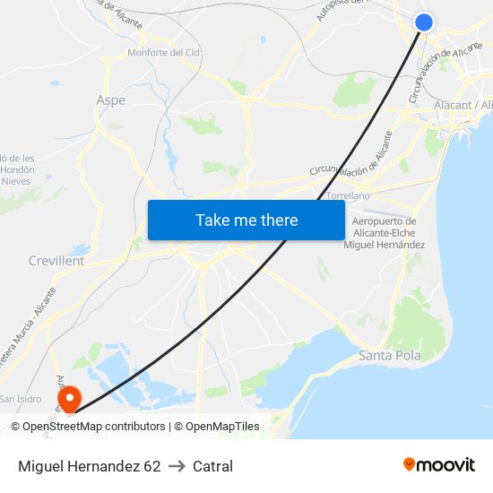 Miguel Hernandez 62 to Catral map