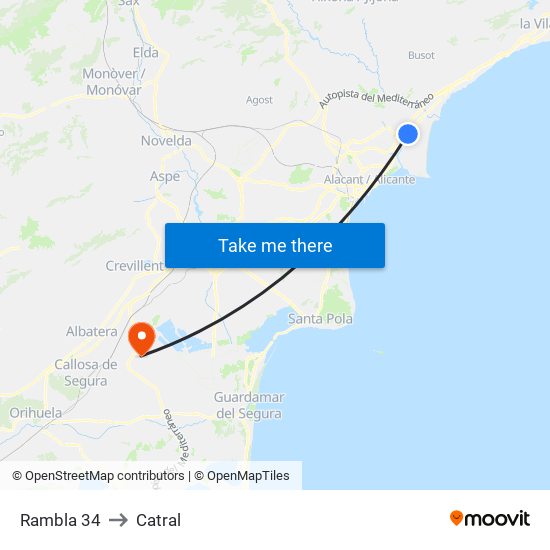 Rambla 34 to Catral map