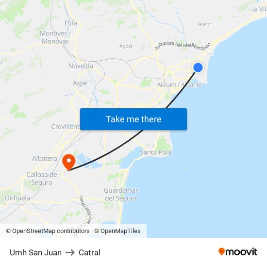 Umh San Juan to Catral map