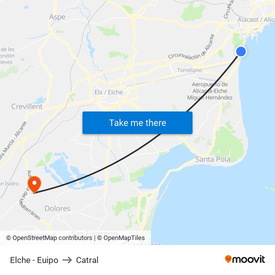 Elche - Euipo to Catral map