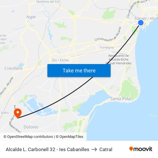 Alcalde L. Carbonell 32 - Ies Cabanilles to Catral map