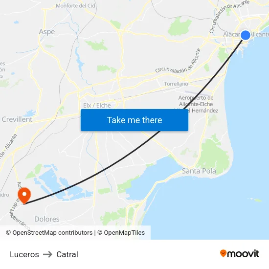 Luceros to Catral map