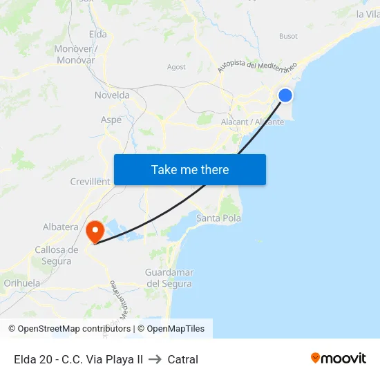 Elda 20 - C.C. Via Playa II to Catral map
