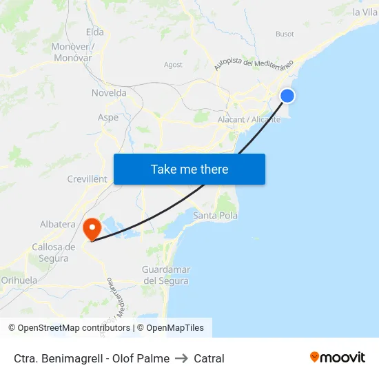 Ctra. Benimagrell - Olof Palme to Catral map