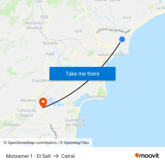 Mutxamel 1 - El Salt to Catral map