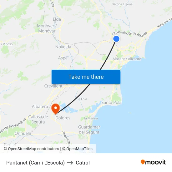 Pantanet (Camí L'Escola) to Catral map