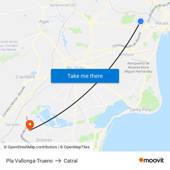 Pla Vallonga-Trueno to Catral map