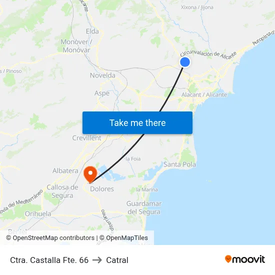 Ctra. Castalla Fte. 66 to Catral map