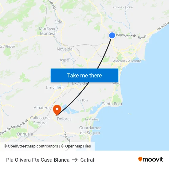 Pla Olivera Fte Casa Blanca to Catral map