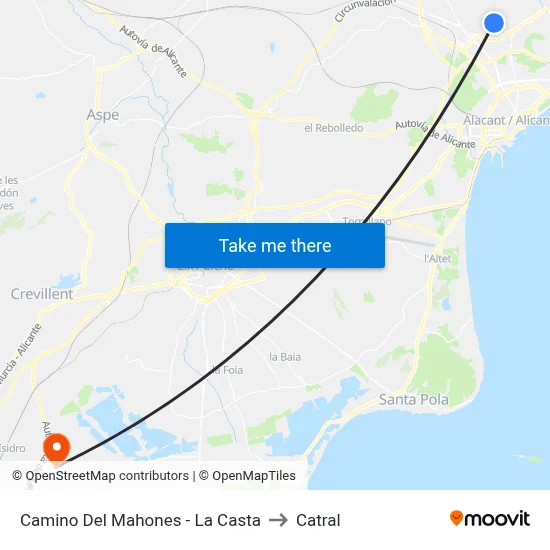 Camino Del Mahones - La Casta to Catral map