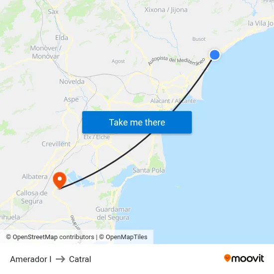 Amerador I to Catral map