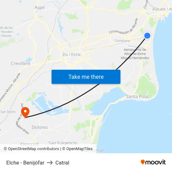 Elche - Benijófar to Catral map