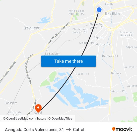 Avinguda Corts Valencianes, 31 to Catral map