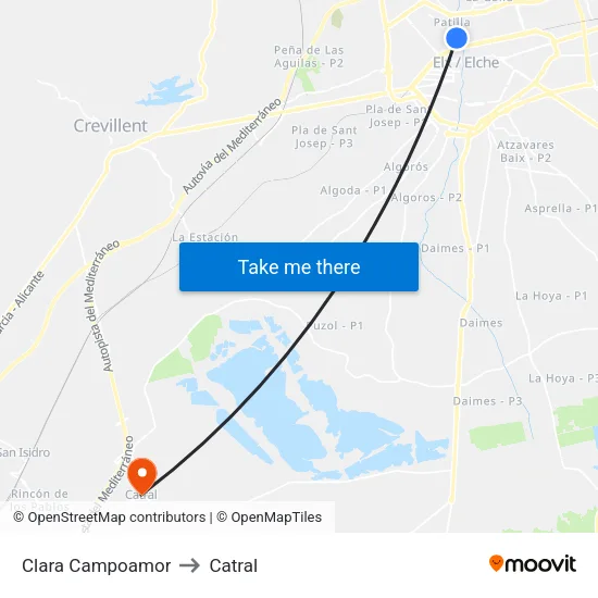 Clara Campoamor to Catral map