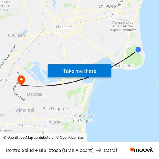 Centro Salud + Biblioteca (Gran Alacant) to Catral map