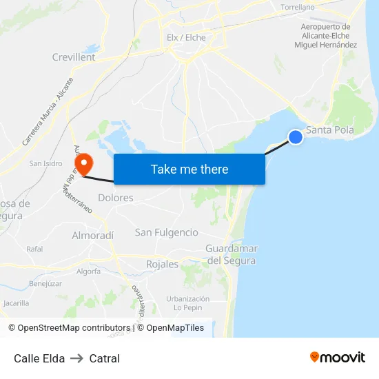 Calle Elda to Catral map