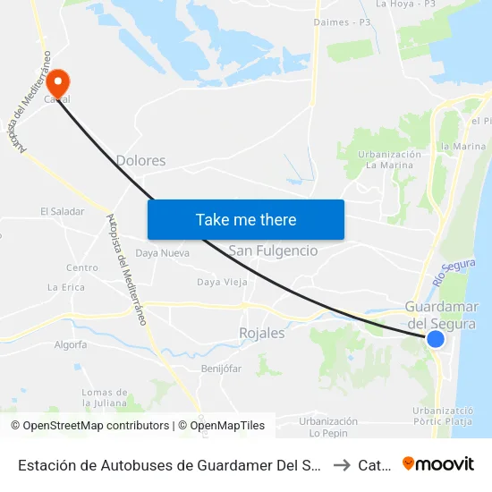 Estación de Autobuses de Guardamer Del Segura to Catral map