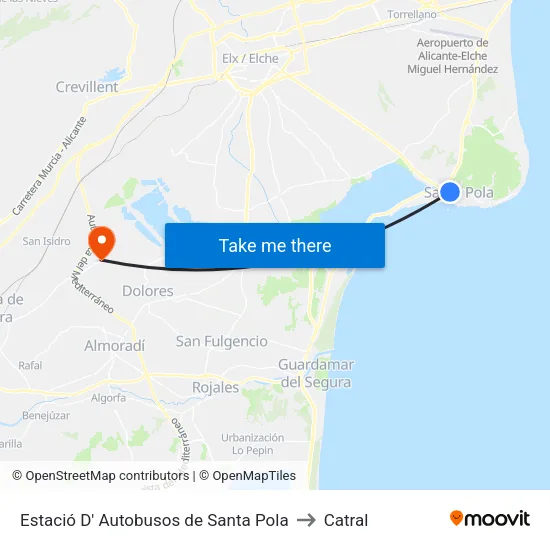 Estació D' Autobusos de Santa Pola to Catral map