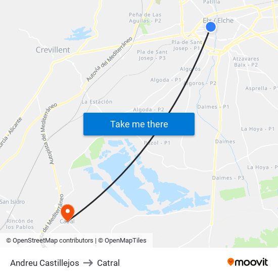 Andreu Castillejos to Catral map