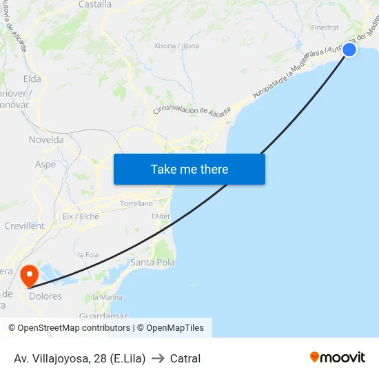 Av. Villajoyosa, 28 (E.Lila) to Catral map