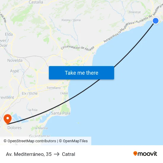 Av. Mediterráneo, 35 to Catral map