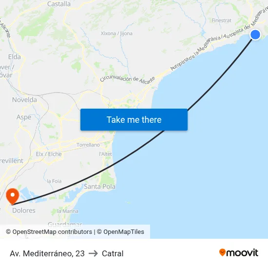 Av. Mediterráneo, 23 to Catral map