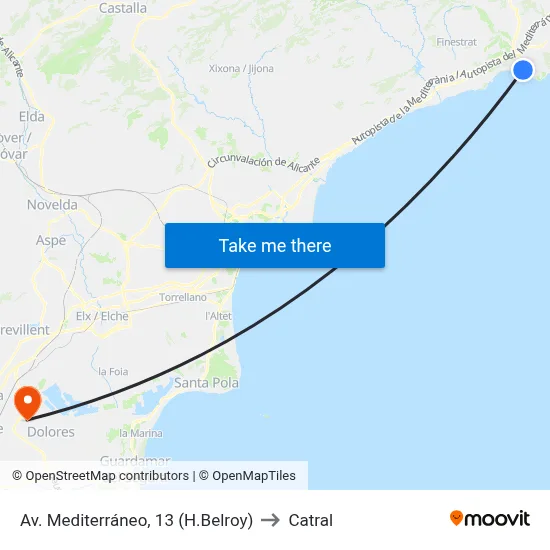 Av. Mediterráneo, 13 (H.Belroy) to Catral map