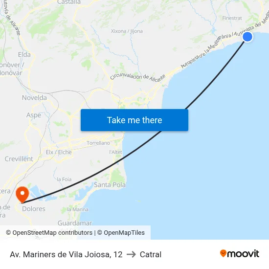 Av. Mariners de Vila Joiosa, 12 to Catral map