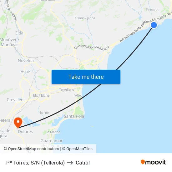 Pª Torres, S/N (Tellerola) to Catral map