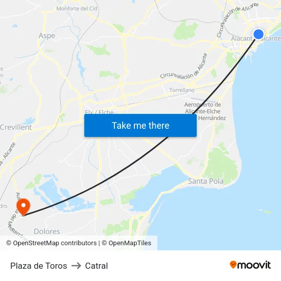 Plaza de Toros to Catral map