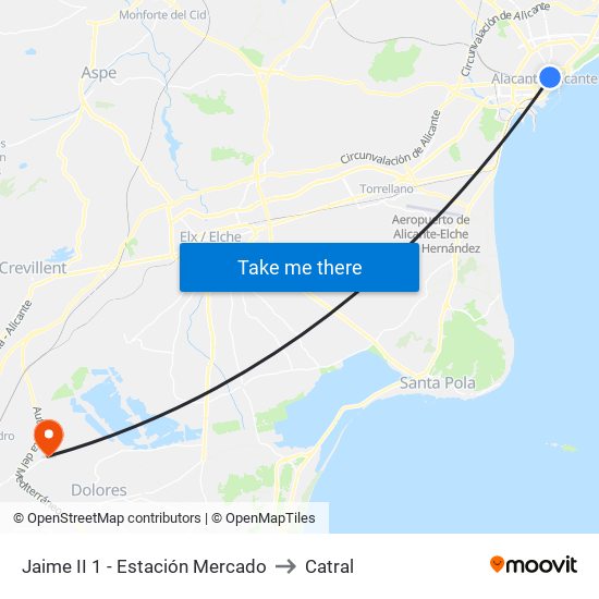 Mercado-Jaime II to Catral map