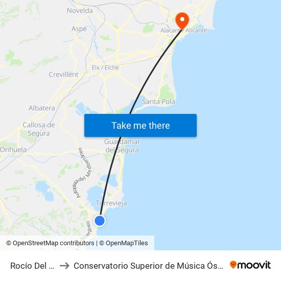 Rocío Del Mar to Conservatorio Superior de Música Óscar Esplá map