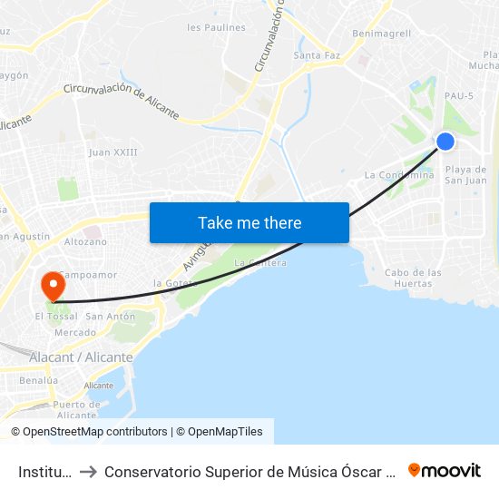 Instituto to Conservatorio Superior de Música Óscar Esplá map