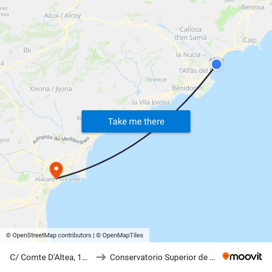 C/ Comte D'Altea, 11 (Altea Centro) to Conservatorio Superior de Música Óscar Esplá map