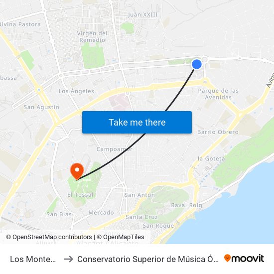 Los Montesinos to Conservatorio Superior de Música Óscar Esplá map