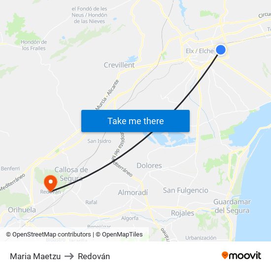 Maria Maetzu to Redován map