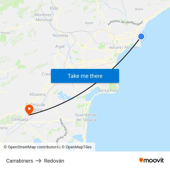 Carrabiners to Redován map