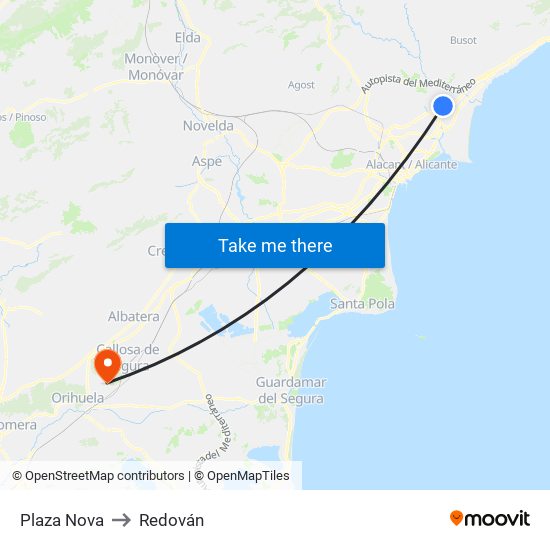 Plaza Nova to Redován map