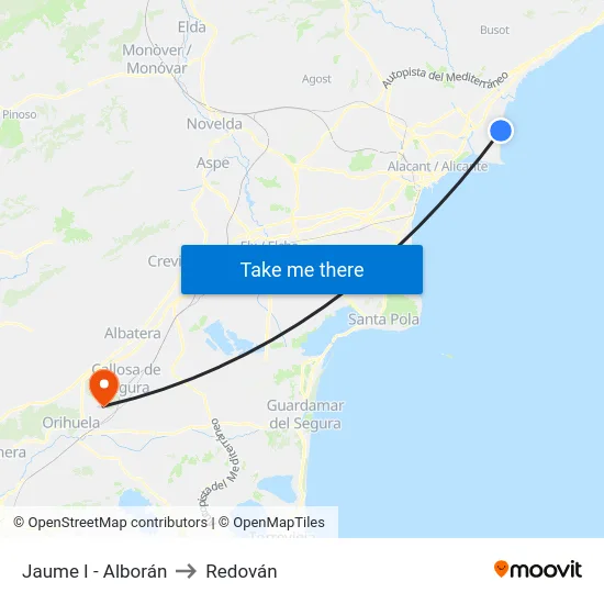 Jaume I - Alborán to Redován map