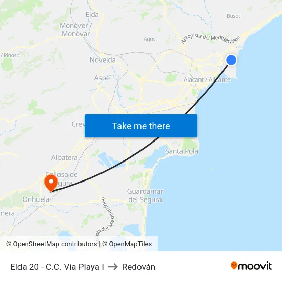 Elda 20 - C.C. Via Playa I to Redován map