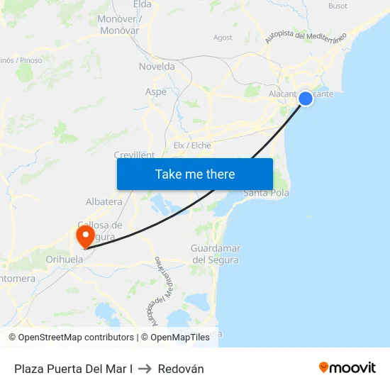 Plaza Puerta Del Mar I to Redován map