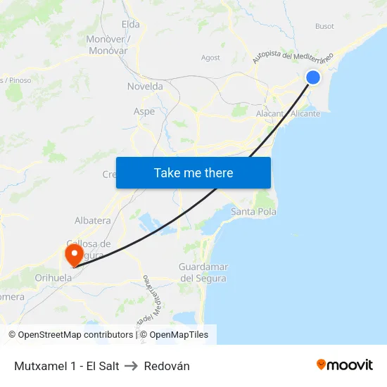 Mutxamel 1 - El Salt to Redován map