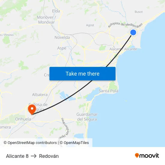 Alicante 8 to Redován map