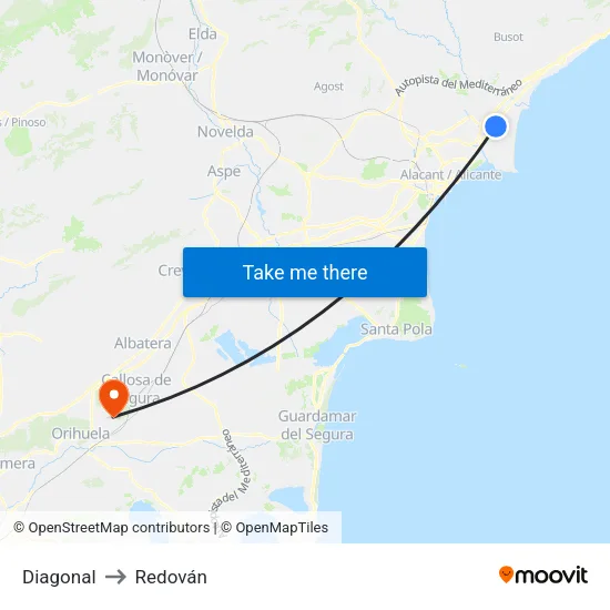 Diagonal to Redován map